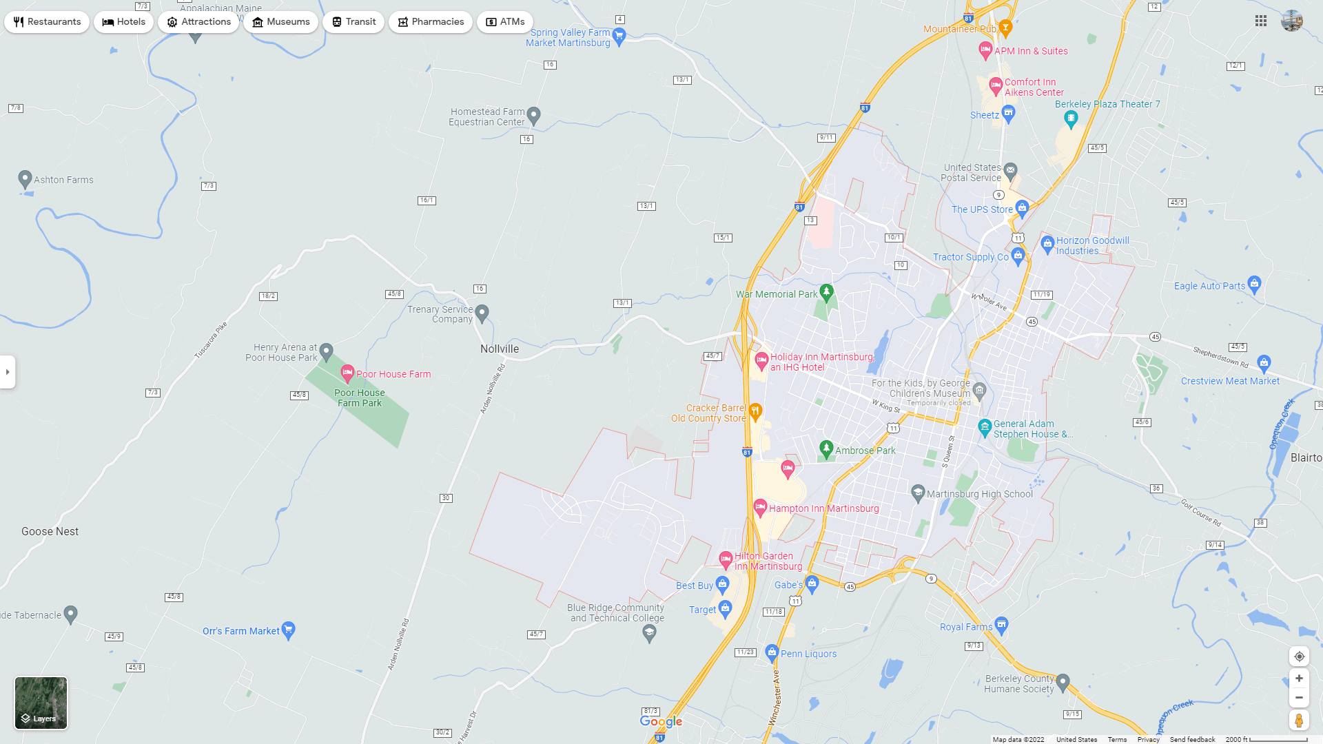 Martinsburg West Virginia Map